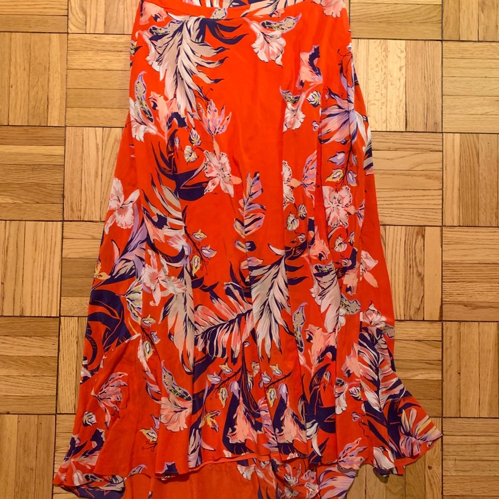 New Anthropologie high-low SILK maxi skirt